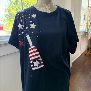 Navy T-Shirt with Star and Bottle Design